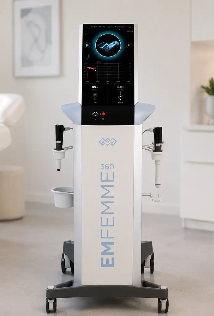 Appareil de radiofréquence médicale Emfemme 360 de BTL Aesthetics dans une salle de soin intime à Nice