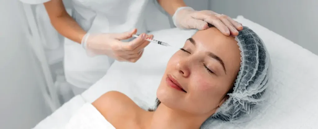 Injection de Botox au niveau de la ride de la patte d'oie à La Clinique de la Peau à Nice.