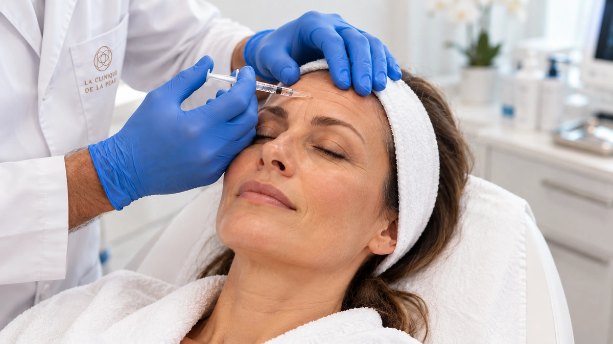 Injection de Botox au front pour atténuer les rides d’expression et rechercher un résultat naturel.